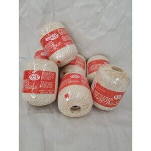 Mercerized 100% Cotton Crochet Thread (Lot Of 7) Grandma's Best (650 Yard Rolls)